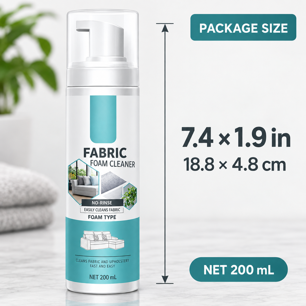 No-Rinse Fabric & Carpet Foam Cleaner – 200 mL