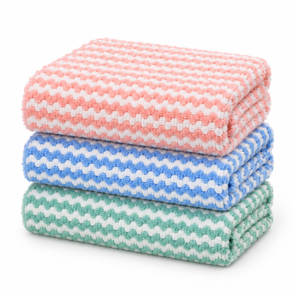 Wave-Weave Microfiber Cleaning Cloths – 3 Pack