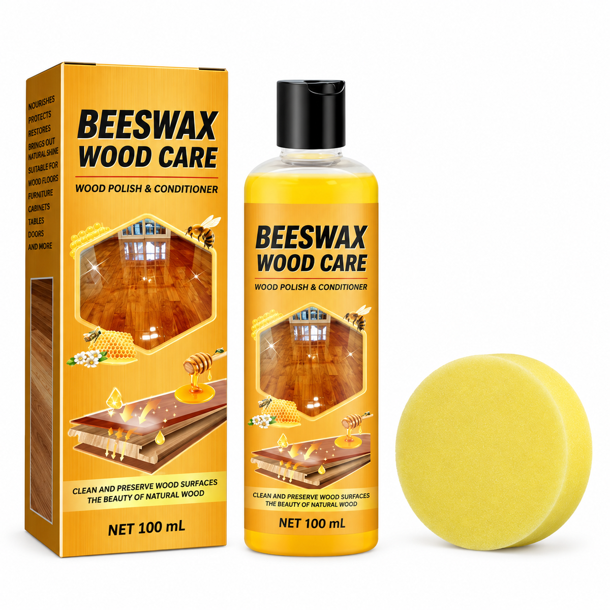 Wood Floor Polish & Conditioner Kit – 100 mL