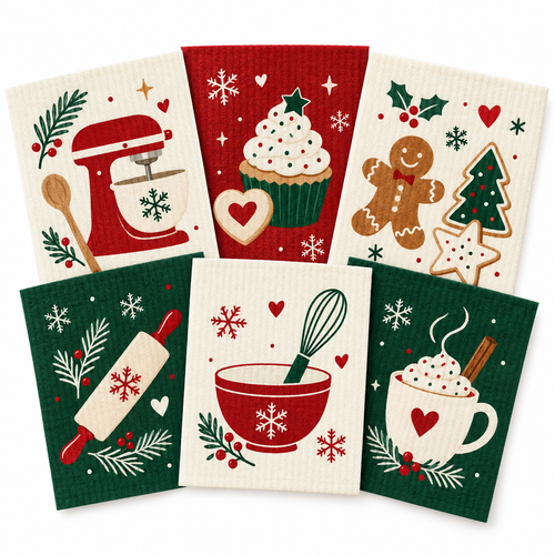 Holiday Reusable Cellulose Kitchen Cloths