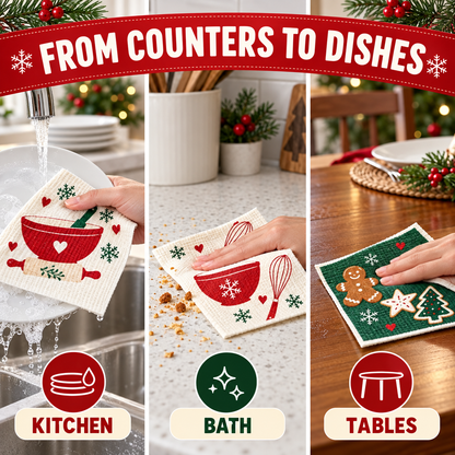 Holiday Reusable Cellulose Kitchen Cloths