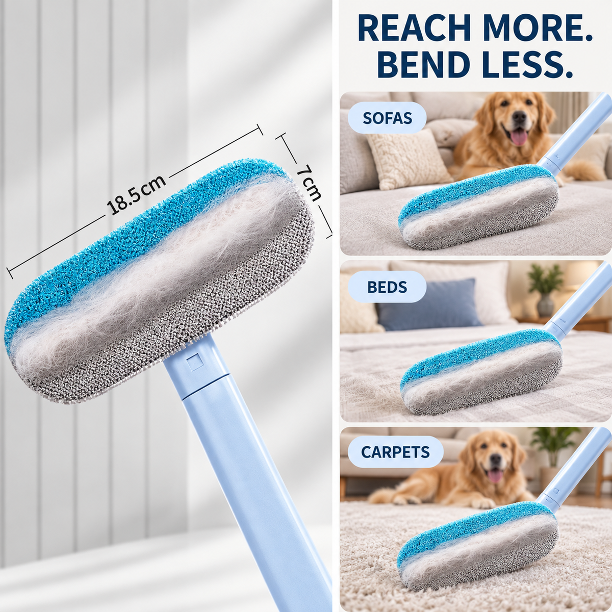 Long-Handle Pet Hair Removal Brush